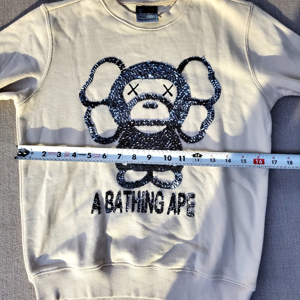 Bape Cream Crewneck Sweater with Black Graphic - Picture 5 of 7